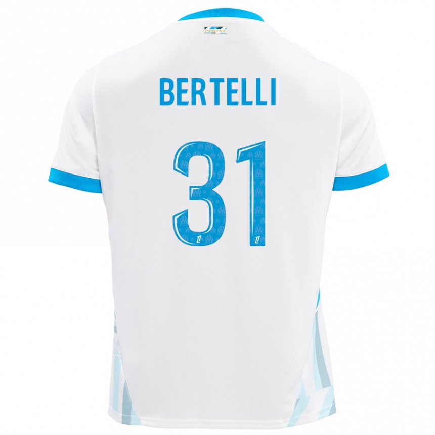 Hombre Fútbol Camiseta Ugo Bertelli #31 Blanco Azul Cielo 1ª Equipación 2024/25