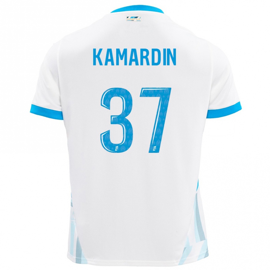 Hombre Fútbol Camiseta Aaron Kamardin #37 Blanco Azul Cielo 1ª Equipación 2024/25