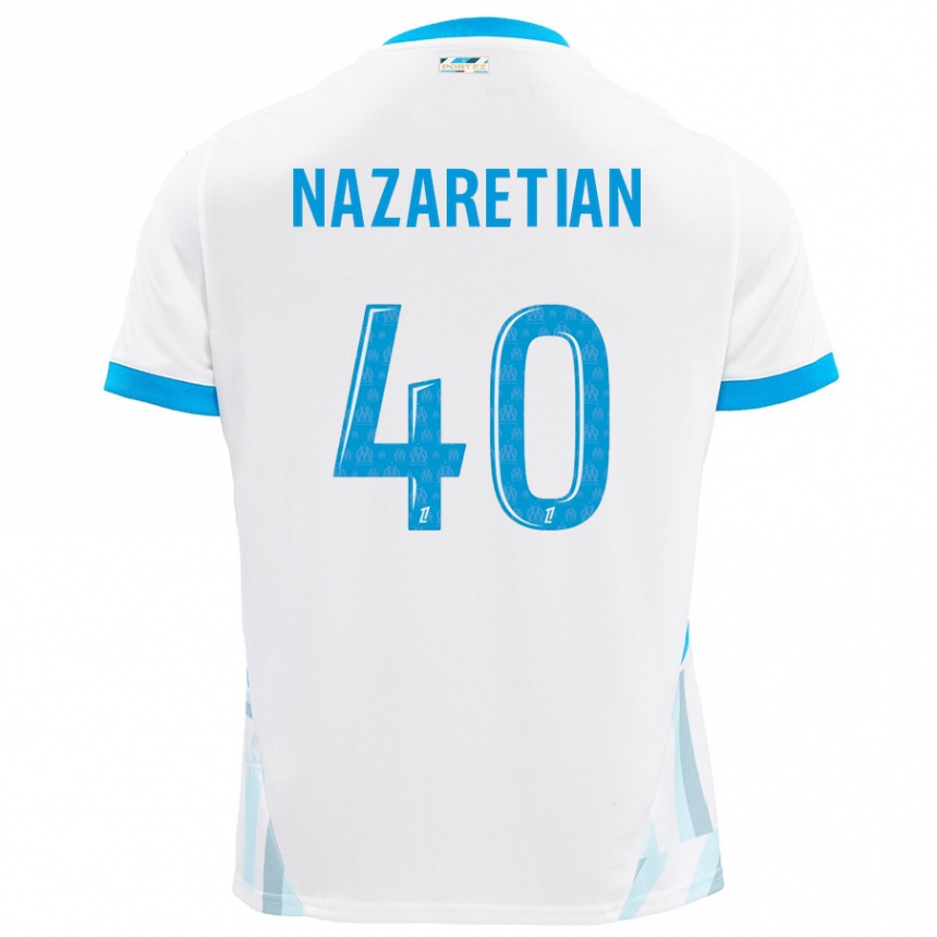 Hombre Fútbol Camiseta Manuel Nazaretian #40 Blanco Azul Cielo 1ª Equipación 2024/25