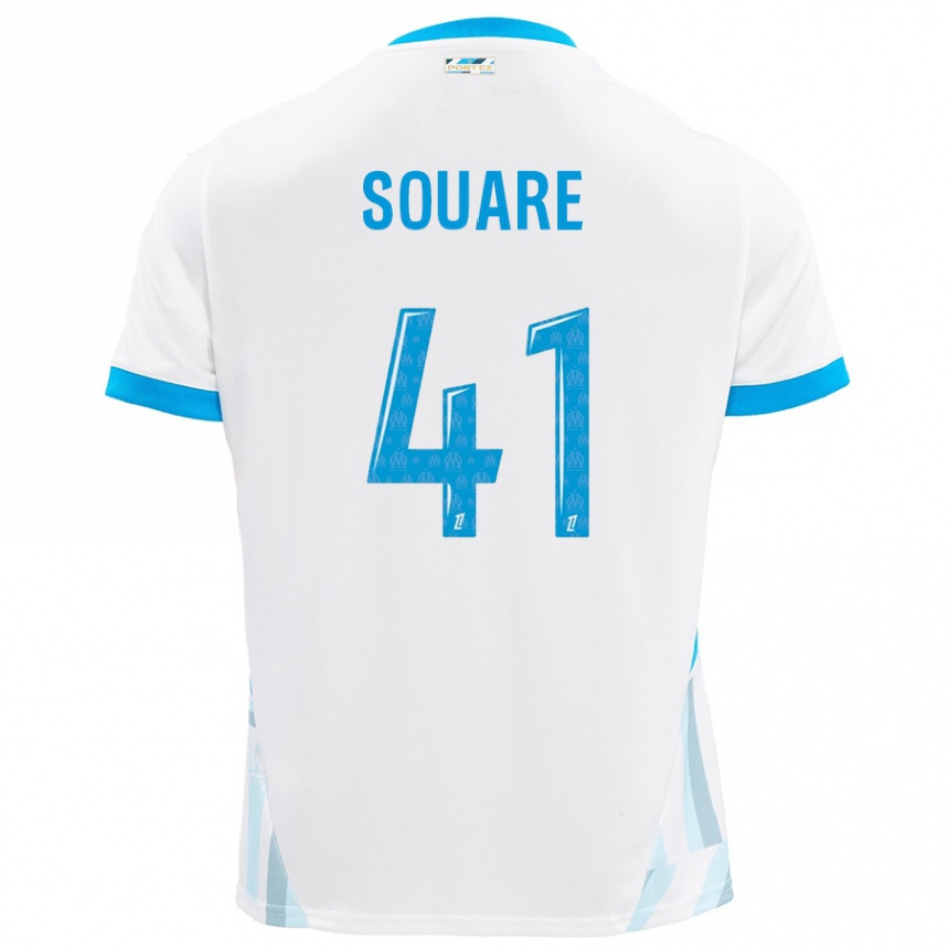 Hombre Fútbol Camiseta Cheick Souare #41 Blanco Azul Cielo 1ª Equipación 2024/25