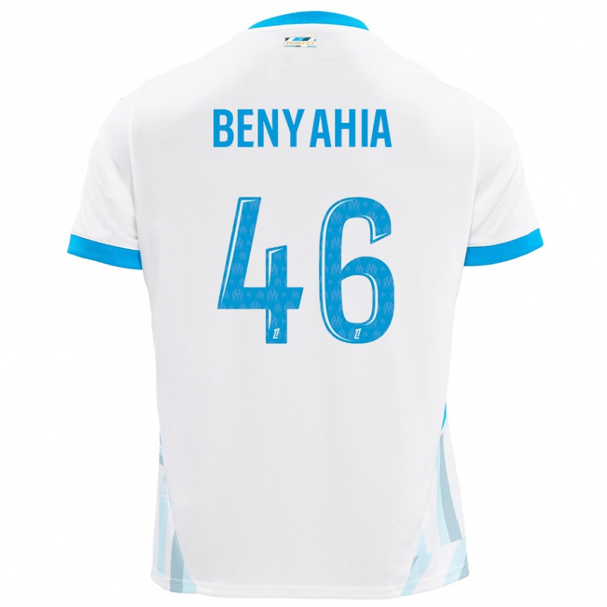 Hombre Fútbol Camiseta Aylan Benyahia-Tani #46 Blanco Azul Cielo 1ª Equipación 2024/25