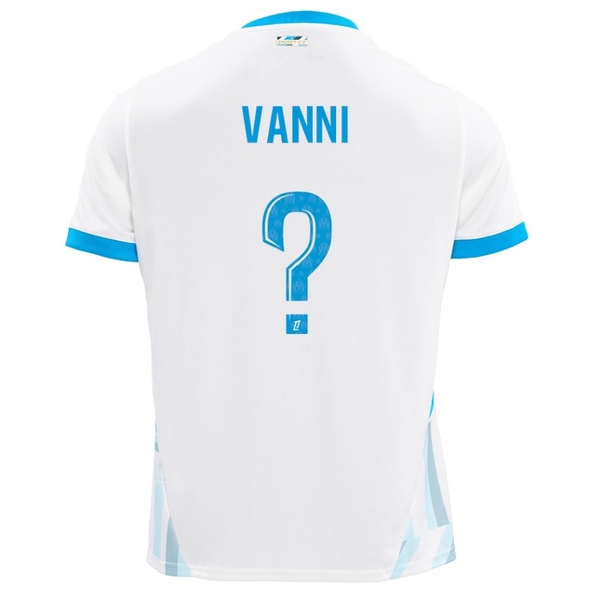 Hombre Fútbol Camiseta Fabio Vanni #0 Blanco Azul Cielo 1ª Equipación 2024/25