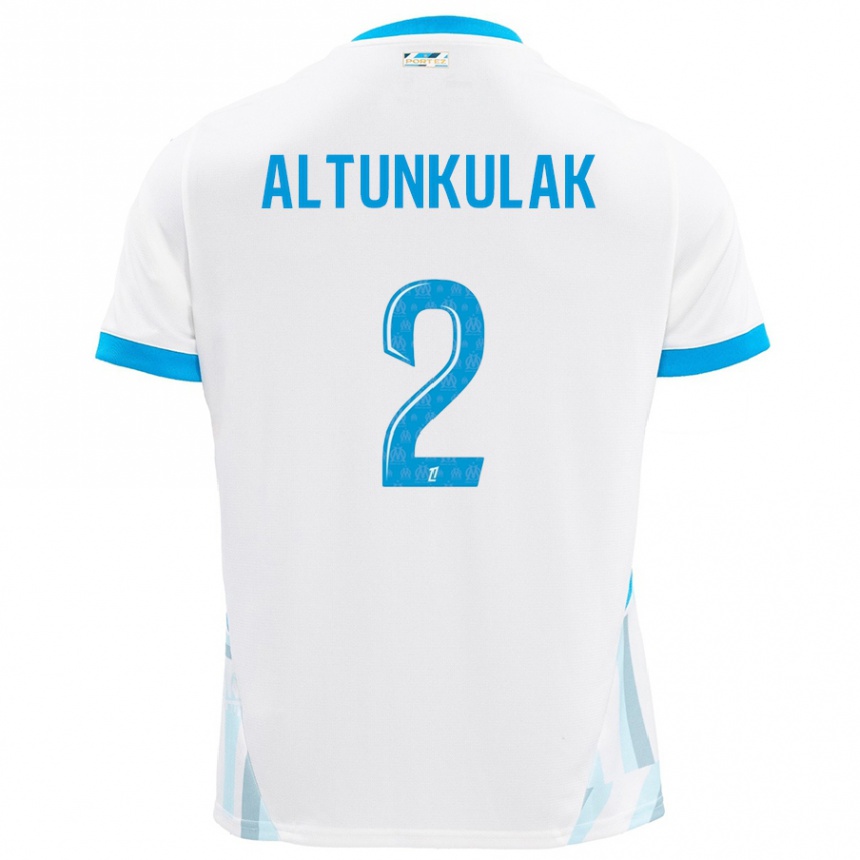 Hombre Fútbol Camiseta Selen Altunkulak #2 Blanco Azul Cielo 1ª Equipación 2024/25