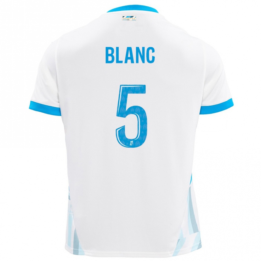 Hombre Fútbol Camiseta Amandine Blanc #5 Blanco Azul Cielo 1ª Equipación 2024/25