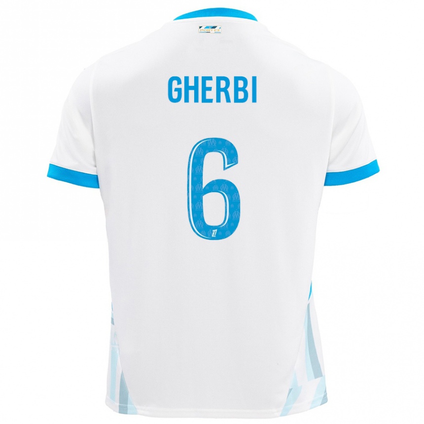 Hombre Fútbol Camiseta Candice Gherbi #6 Blanco Azul Cielo 1ª Equipación 2024/25