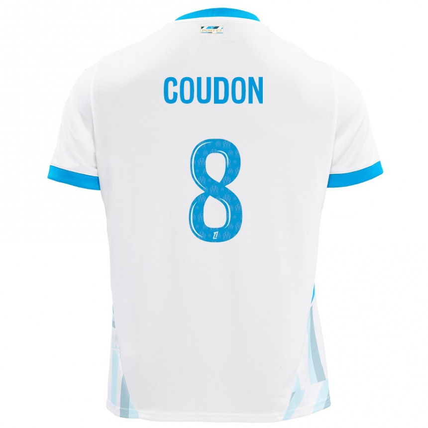 Hombre Fútbol Camiseta Marine Coudon #8 Blanco Azul Cielo 1ª Equipación 2024/25