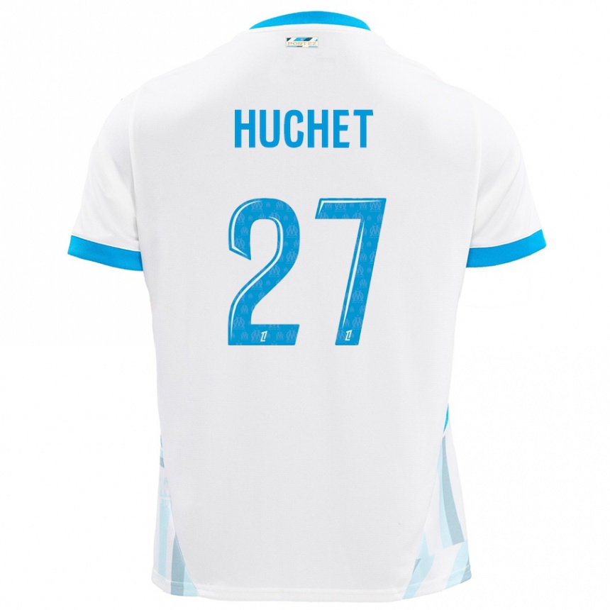 Hombre Fútbol Camiseta Sarah Huchet #27 Blanco Azul Cielo 1ª Equipación 2024/25