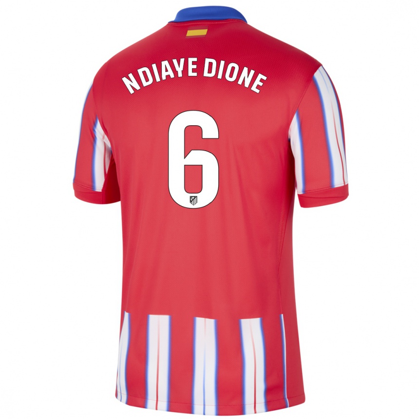 Hombre Fútbol Camiseta Assane Ndiaye Dione #6 Rojo Blanco Azul 1ª Equipación 2024/25