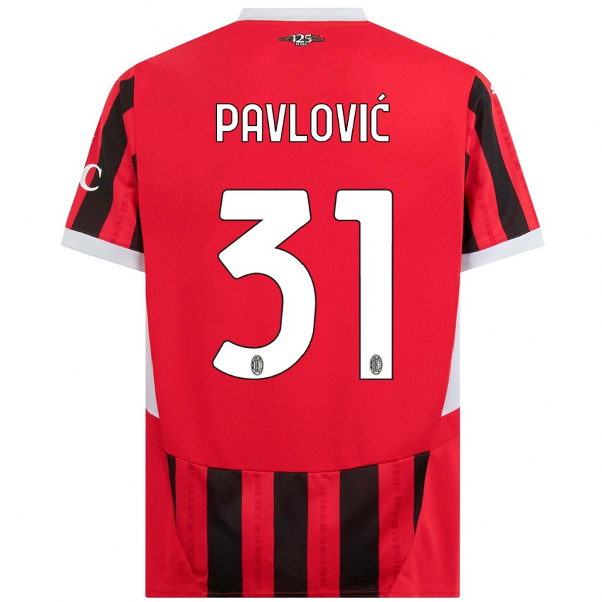 Hombre Fútbol Camiseta Strahinja Pavlović #31 Rojo Negro 1ª Equipación 2024/25