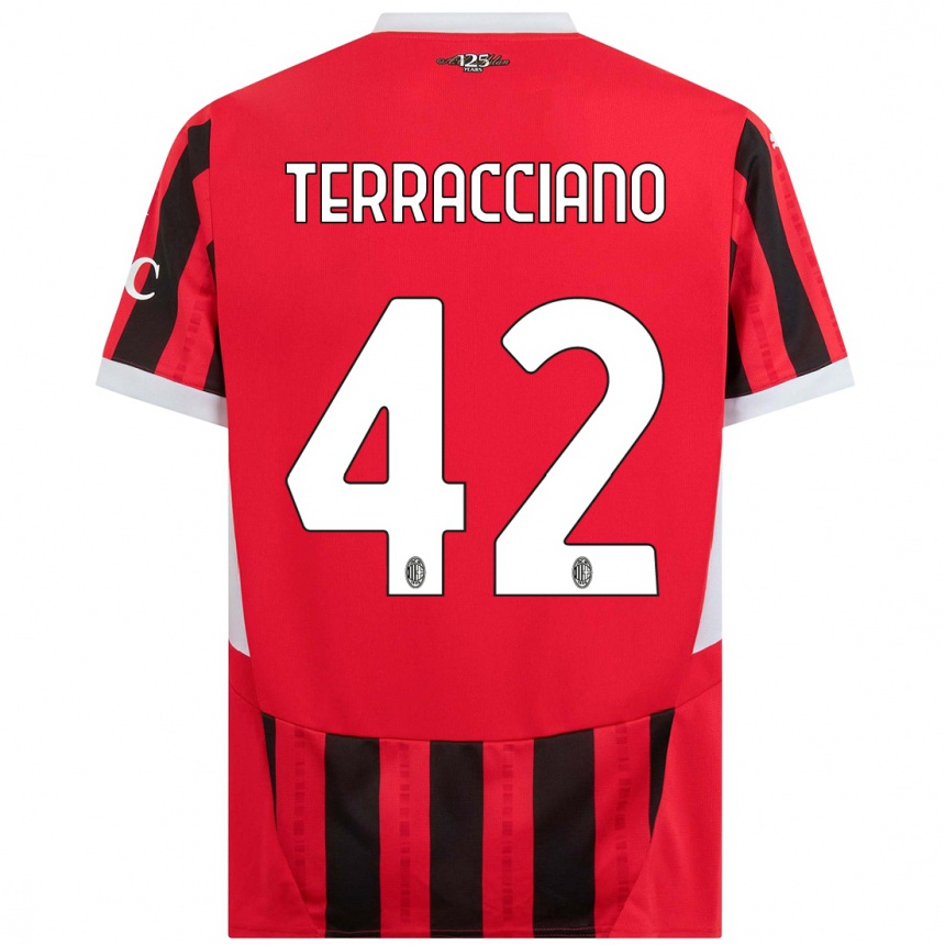 Hombre Fútbol Camiseta Filippo Terracciano #42 Rojo Negro 1ª Equipación 2024/25