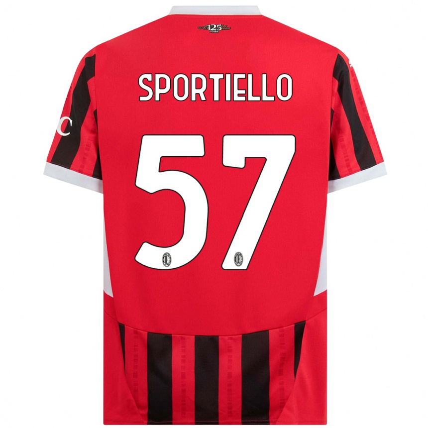 Hombre Fútbol Camiseta Marco Sportiello #57 Rojo Negro 1ª Equipación 2024/25