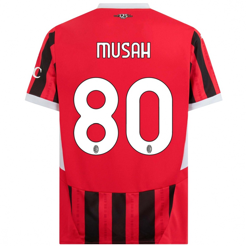 Hombre Fútbol Camiseta Yunus Musah #80 Rojo Negro 1ª Equipación 2024/25