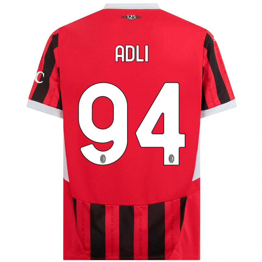 Hombre Fútbol Camiseta Yacine Adli #94 Rojo Negro 1ª Equipación 2024/25