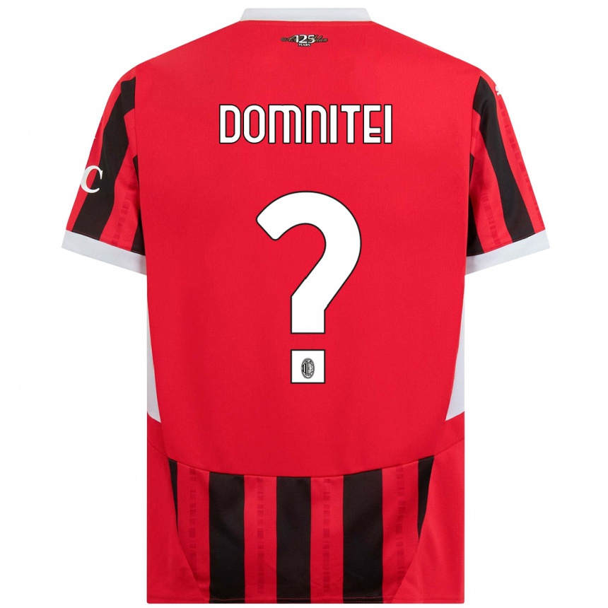 Hombre Fútbol Camiseta Francesco Domniței #0 Rojo Negro 1ª Equipación 2024/25