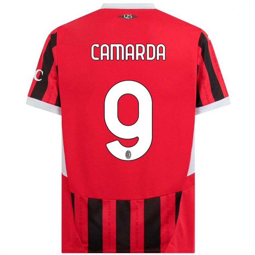 Hombre Fútbol Camiseta Francesco Camarda #9 Rojo Negro 1ª Equipación 2024/25