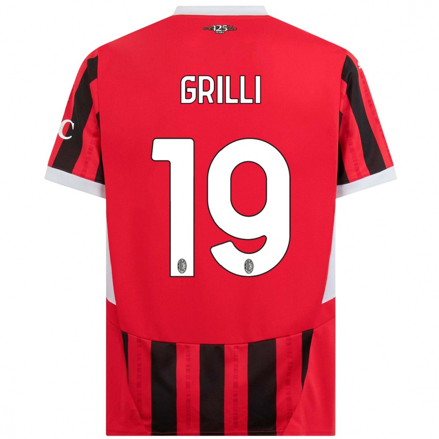 Hombre Fútbol Camiseta Lorenzo Grilli #19 Rojo Negro 1ª Equipación 2024/25