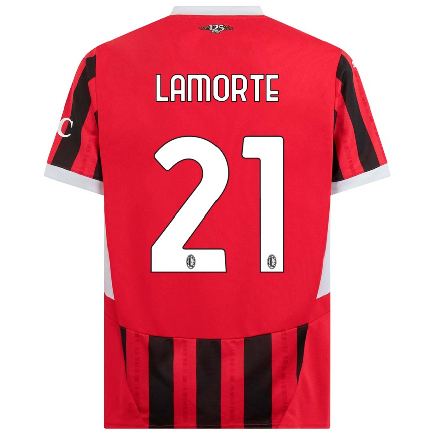 Hombre Fútbol Camiseta Alessandro Lamorte #21 Rojo Negro 1ª Equipación 2024/25