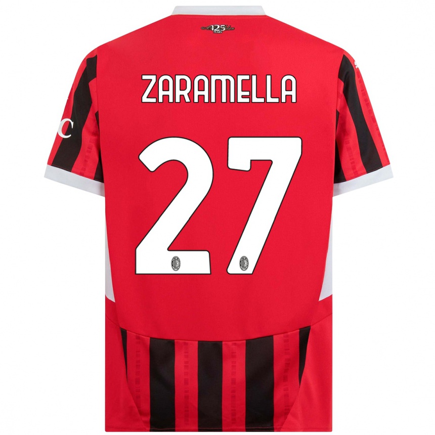 Hombre Fútbol Camiseta Mattia Zaramella #27 Rojo Negro 1ª Equipación 2024/25