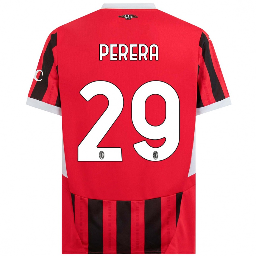 Hombre Fútbol Camiseta Nirash Perera #29 Rojo Negro 1ª Equipación 2024/25