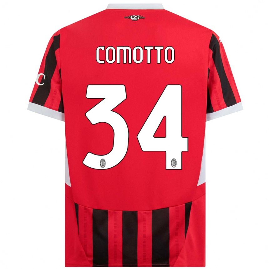 Hombre Fútbol Camiseta Christian Comotto #34 Rojo Negro 1ª Equipación 2024/25