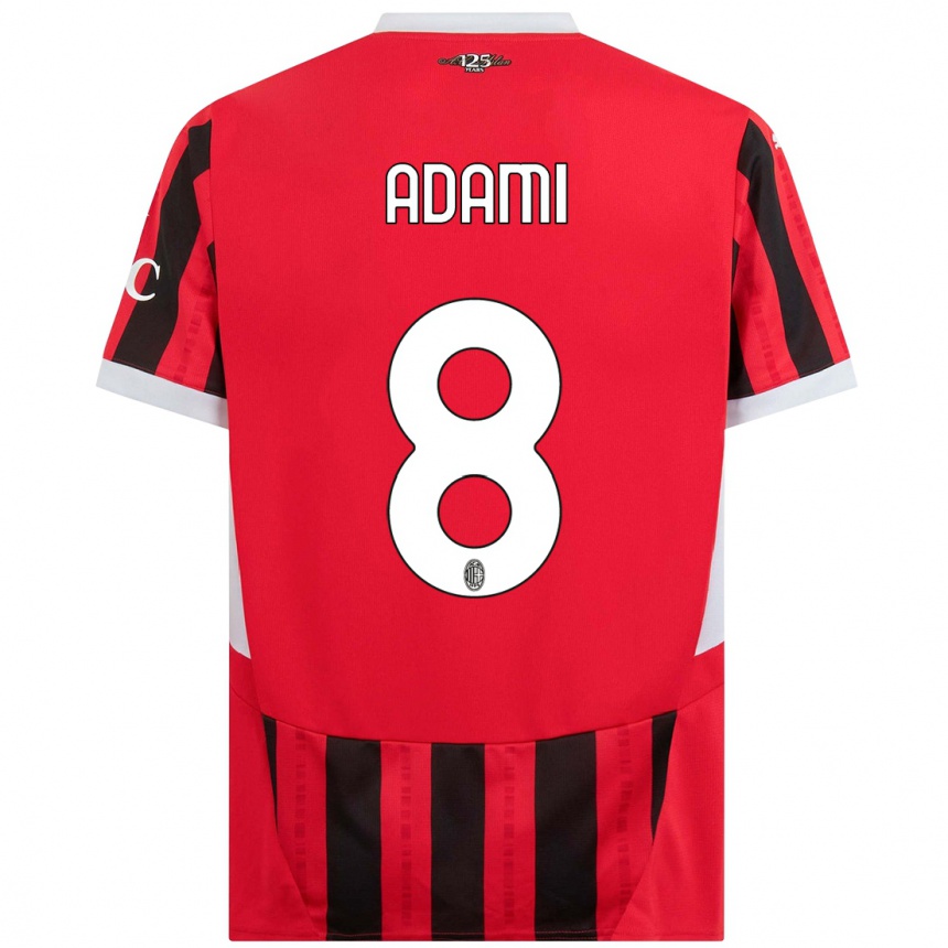 Hombre Fútbol Camiseta Greta Adami #8 Rojo Negro 1ª Equipación 2024/25