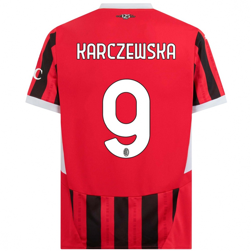 Hombre Fútbol Camiseta Nikola Karczewska #9 Rojo Negro 1ª Equipación 2024/25