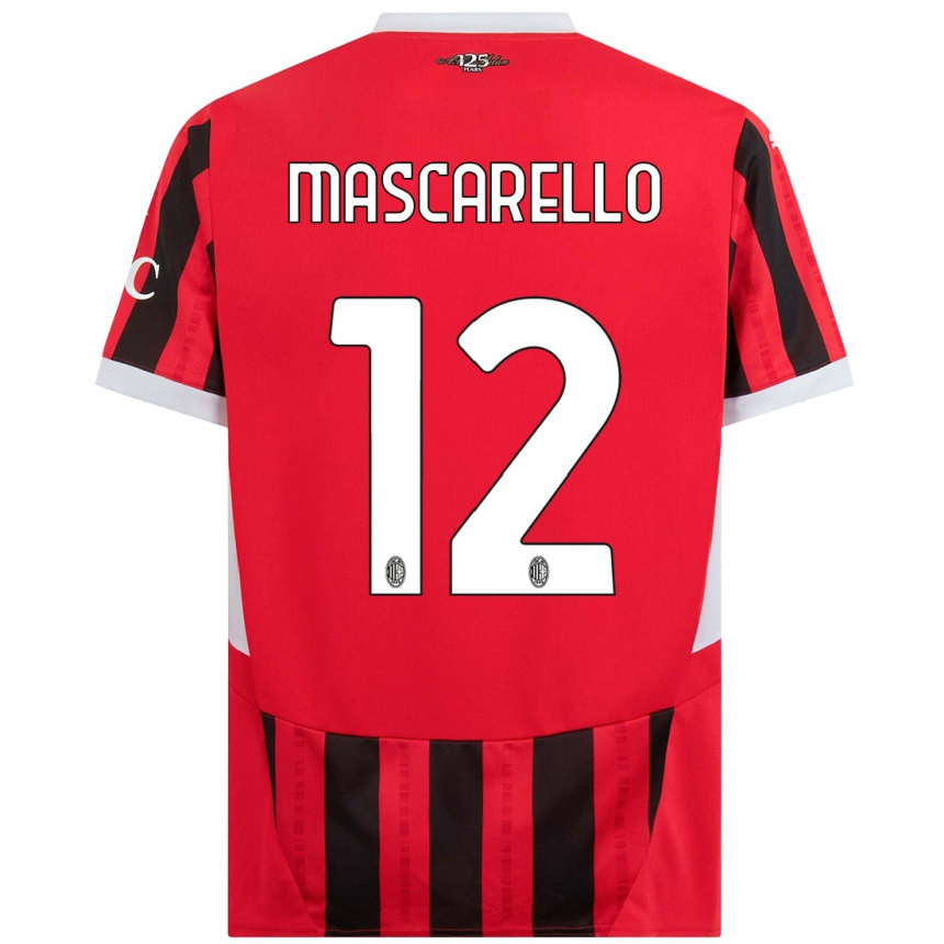 Hombre Fútbol Camiseta Marta Mascarello #12 Rojo Negro 1ª Equipación 2024/25