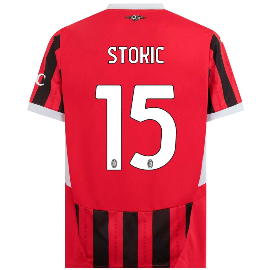 Hombre Fútbol Camiseta Sara Stokić #15 Rojo Negro 1ª Equipación 2024/25