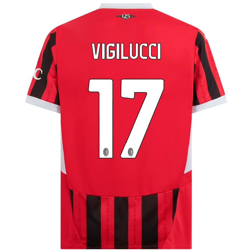 Hombre Fútbol Camiseta Valery Vigilucci #17 Rojo Negro 1ª Equipación 2024/25