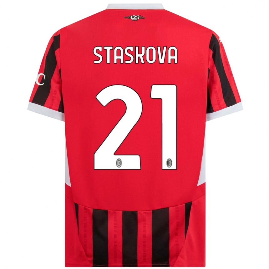 Hombre Fútbol Camiseta Andrea Stašková #21 Rojo Negro 1ª Equipación 2024/25