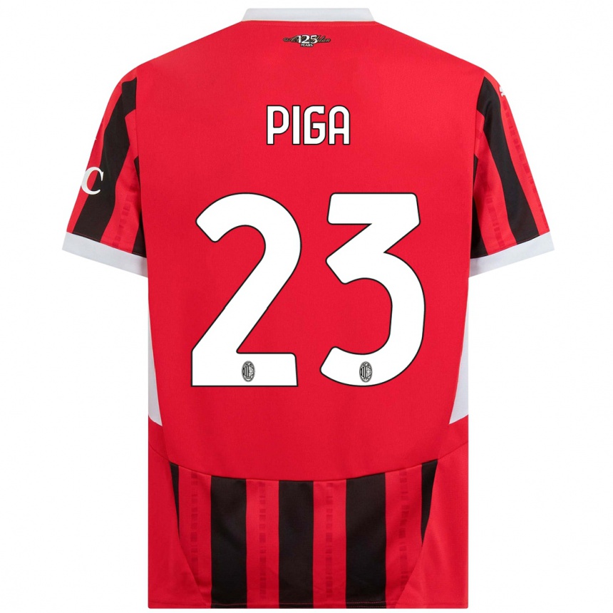 Hombre Fútbol Camiseta Julie Piga #23 Rojo Negro 1ª Equipación 2024/25