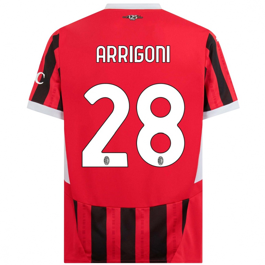 Hombre Fútbol Camiseta Giorgia Arrigoni #28 Rojo Negro 1ª Equipación 2024/25