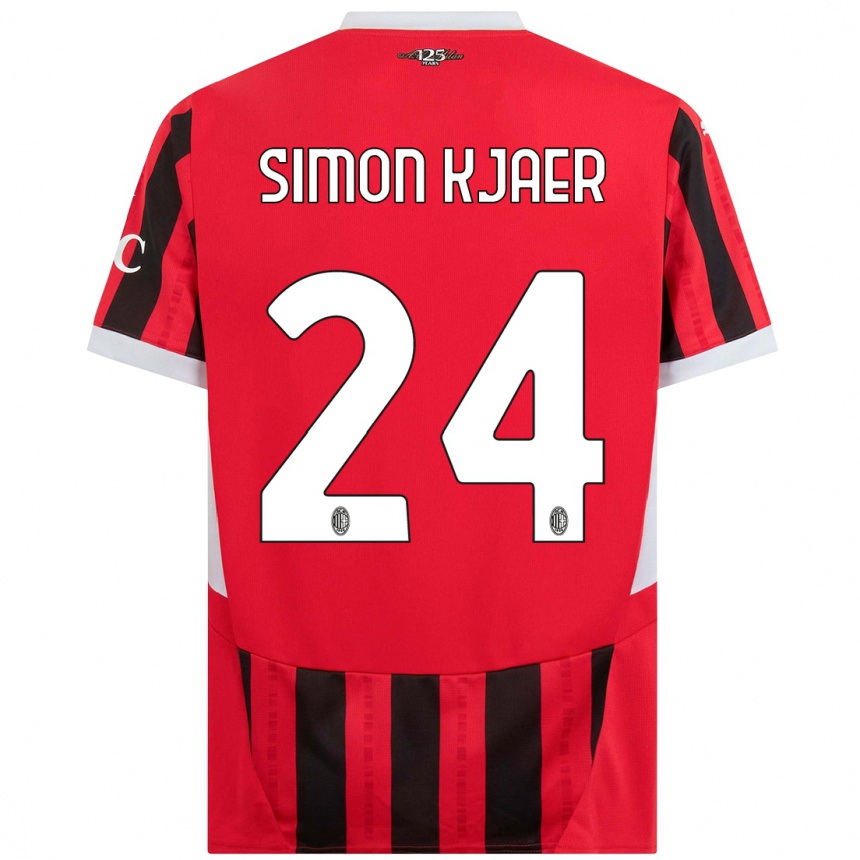 Hombre Fútbol Camiseta Simon Kjaer #24 Rojo Negro 1ª Equipación 2024/25