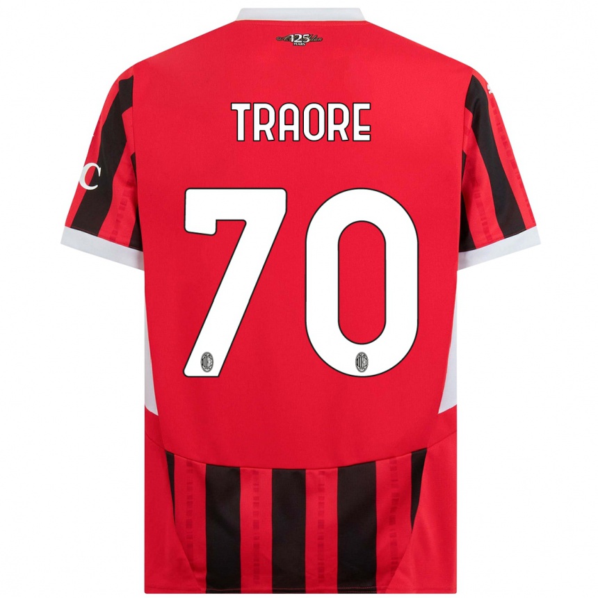 Hombre Fútbol Camiseta Chaka Traore #70 Rojo Negro 1ª Equipación 2024/25