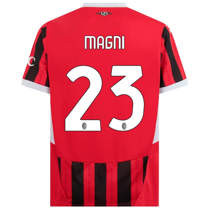 Hombre Fútbol Camiseta Vittorio Magni #23 Rojo Negro 1ª Equipación 2024/25