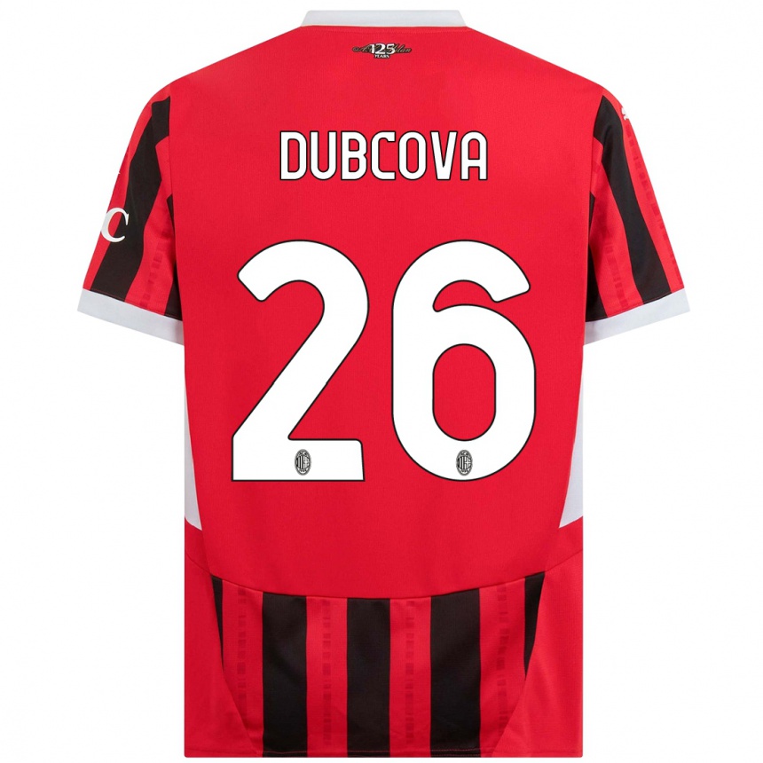 Hombre Fútbol Camiseta Michaela Dubcova #26 Rojo Negro 1ª Equipación 2024/25