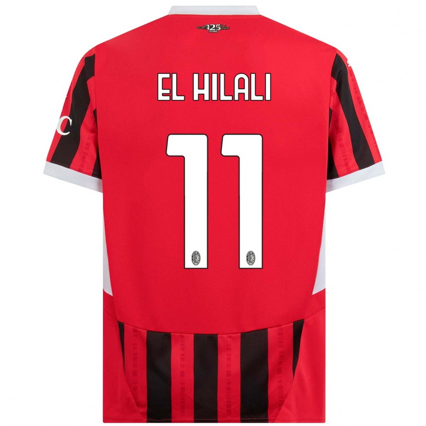 Hombre Fútbol Camiseta Youns El Hilali #11 Rojo Negro 1ª Equipación 2024/25