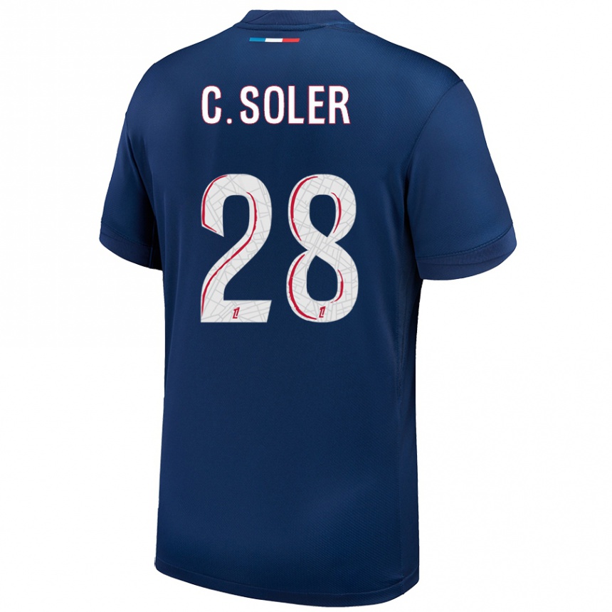 Hombre Fútbol Camiseta Carlos Soler #28 Azul Marino Blanco 1ª Equipación 2024/25