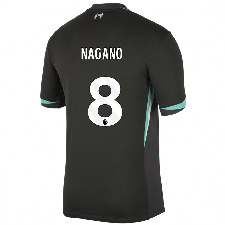 Hombre Fútbol Camiseta Fūka Nagano #8 Negro Antracita Blanco 2ª Equipación 2024/25