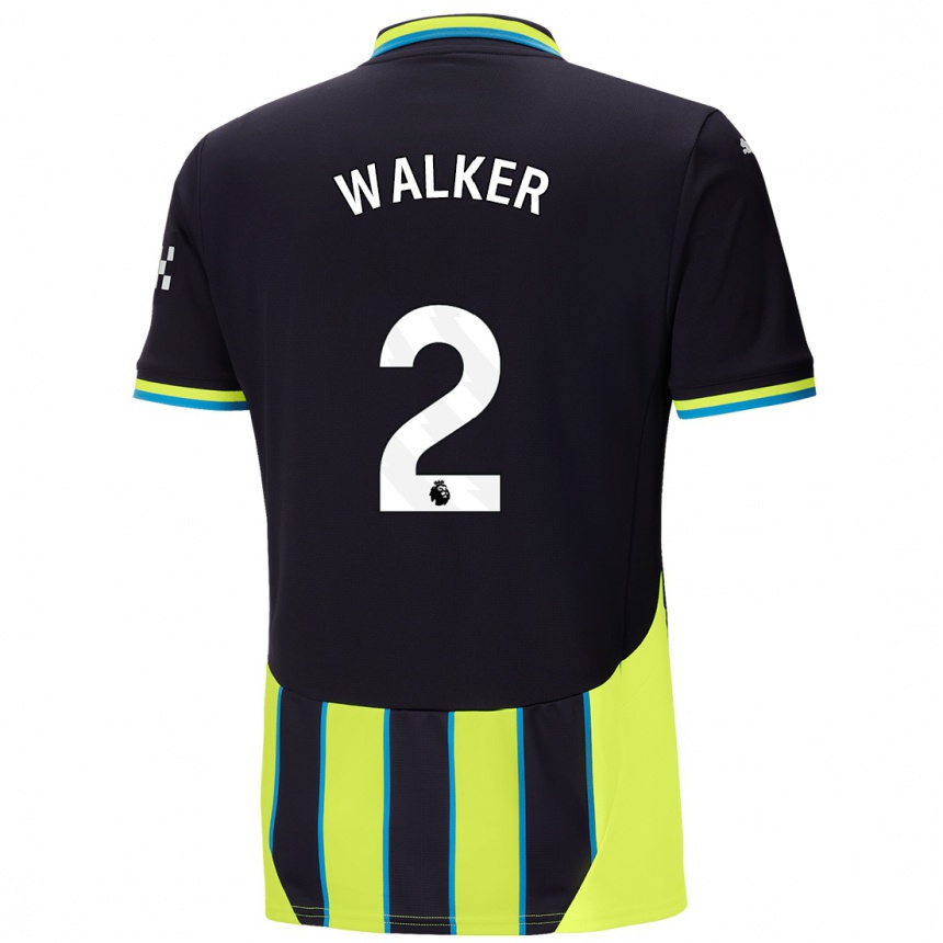 Hombre Fútbol Camiseta Kyle Walker #2 Azul Amarillo 2ª Equipación 2024/25