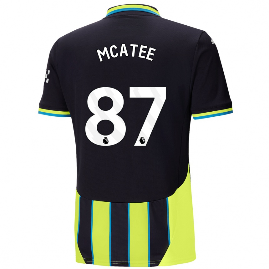 Hombre Fútbol Camiseta James Mcatee #87 Azul Amarillo 2ª Equipación 2024/25