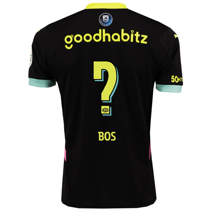 Hombre Fútbol Camiseta Floris Bos #0 Negro Amarillo 2ª Equipación 2024/25