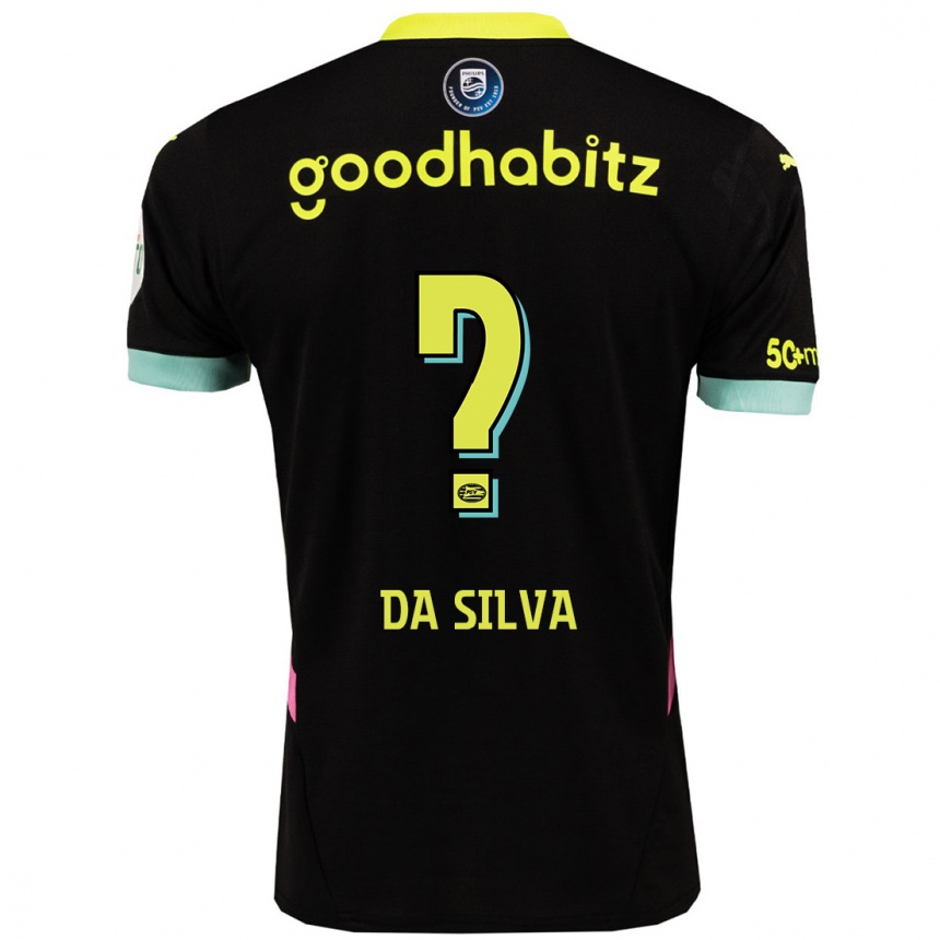 Hombre Fútbol Camiseta Aston Da Silva #0 Negro Amarillo 2ª Equipación 2024/25