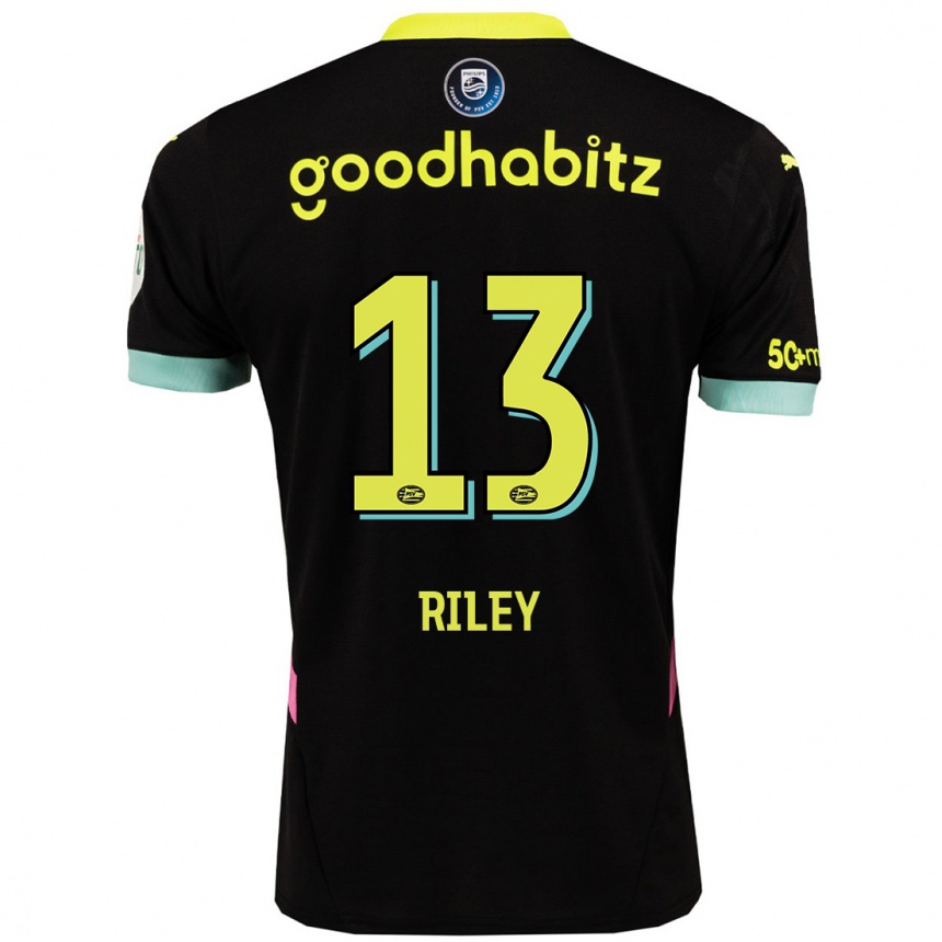 Hombre Fútbol Camiseta Indiah-Paige Riley #13 Negro Amarillo 2ª Equipación 2024/25