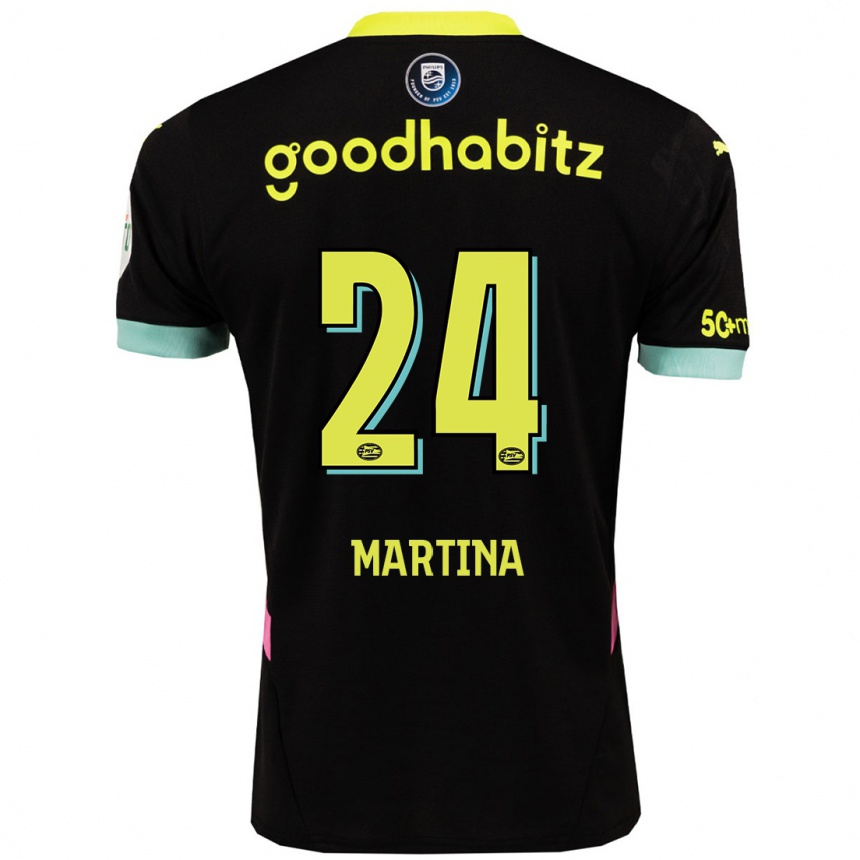 Hombre Fútbol Camiseta Shijona Martina #24 Negro Amarillo 2ª Equipación 2024/25