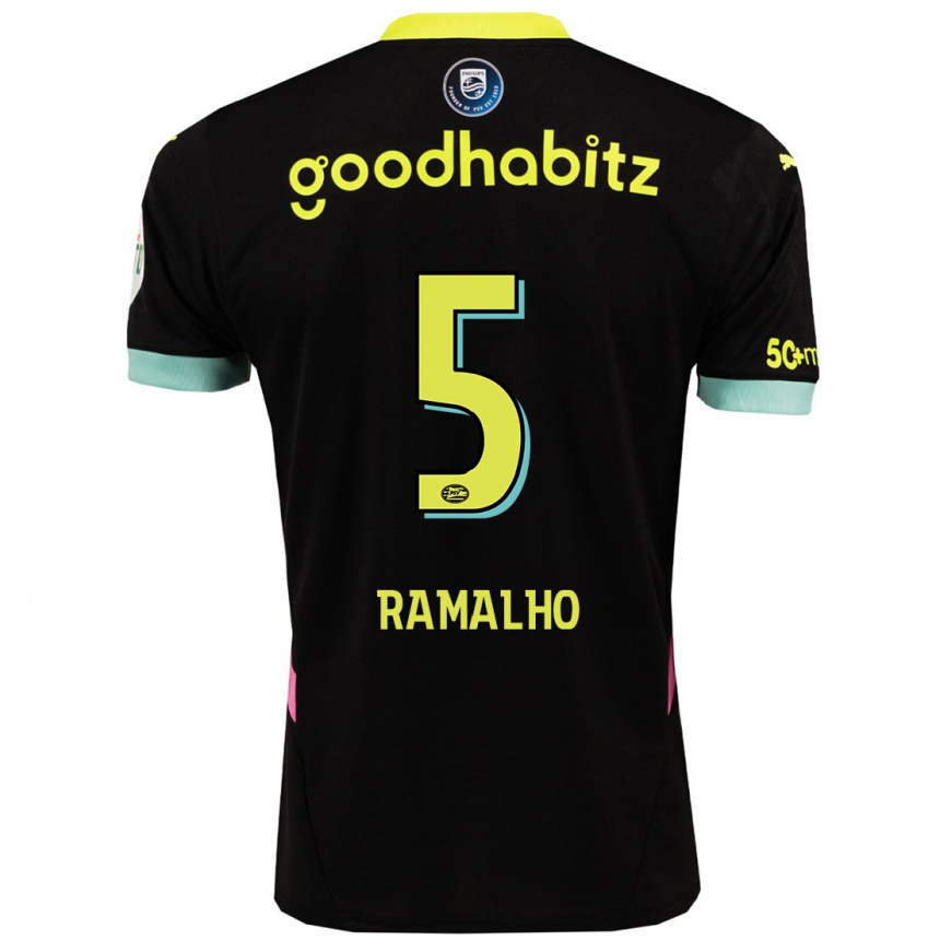 Hombre Fútbol Camiseta André Ramalho #5 Negro Amarillo 2ª Equipación 2024/25