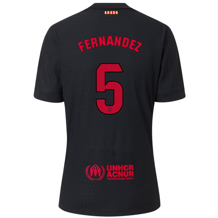 Hombre Fútbol Camiseta Jana Fernández #5 Negro Rojo 2ª Equipación 2024/25