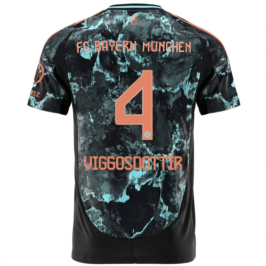 Hombre Fútbol Camiseta Glódís Perla Viggósdóttir #4 Negro 2ª Equipación 2024/25