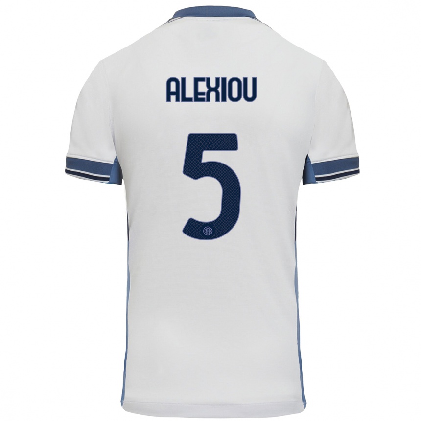 Hombre Fútbol Camiseta Christos Alexiou #5 Blanco Gris 2ª Equipación 2024/25