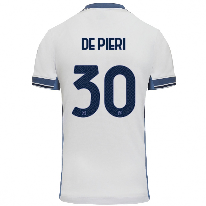 Hombre Fútbol Camiseta Giacomo De Pieri #30 Blanco Gris 2ª Equipación 2024/25